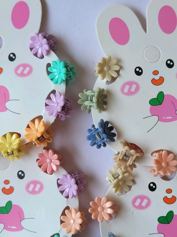 Kids Tiny Clips Flower Design Set Of 10 - 1Pack - PKA002