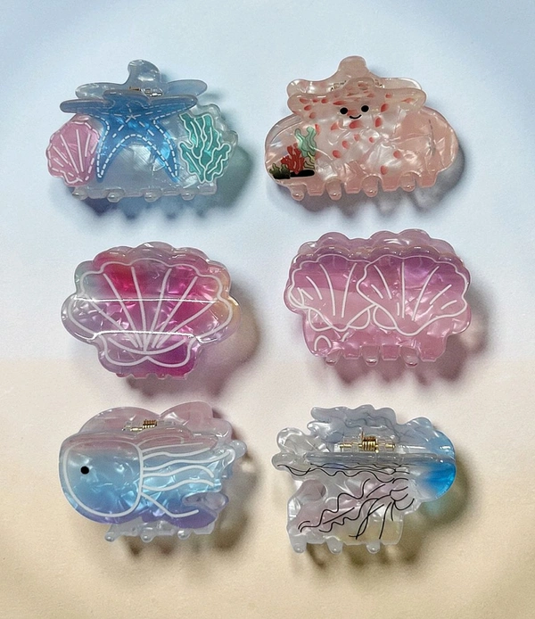 Acrylic sea Theme Hair Claw Clips