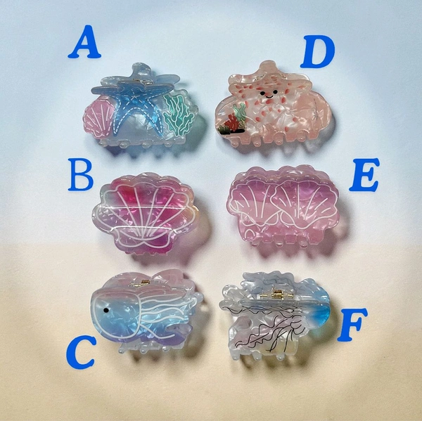 Acrylic sea Theme Hair Claw Clips