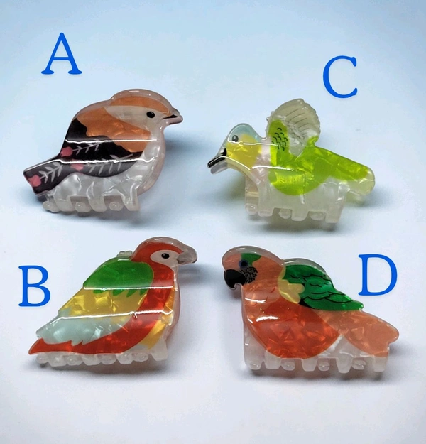Acrylic Bird Theme Hair Claw Clips