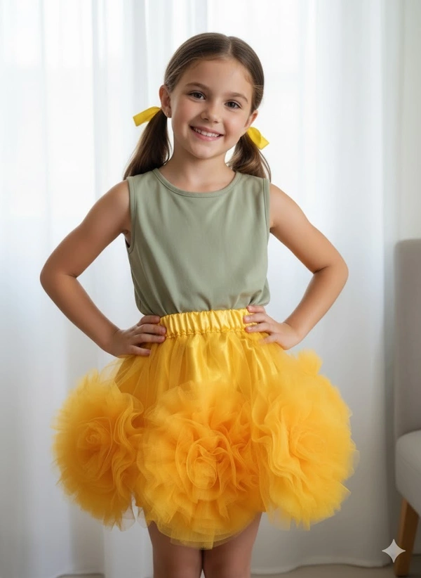 FASHIONIFYY  Girls YELLOW FLORAL  Skirt  -A447