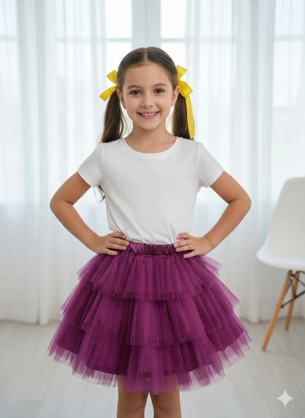  Ruffle Skirt - Wine Colour with matching Hand accessory