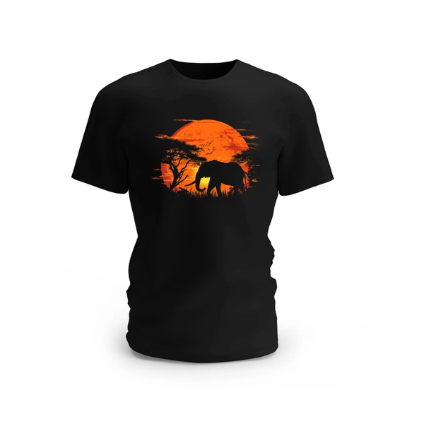 Elephant In Sunset Cotton T-shirt 