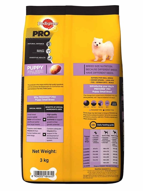 Pedigree Pro Puppy Small Breed Dog Food 3kg