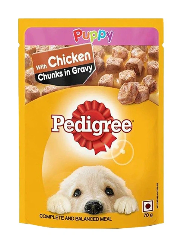 Pedigree Puppy Chicken Chunks in Gravy 70gm Pack