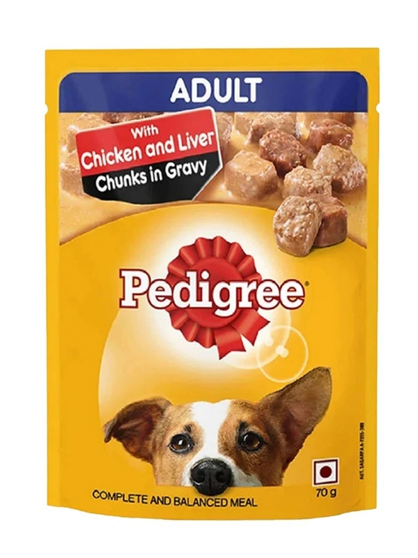 Pedigree Adult Chicken and Liver Chunks in Gravy 70gm