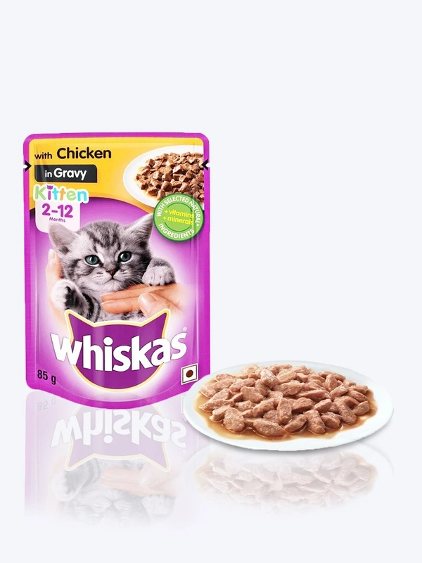 Whiskas Kitten Wet Food Chicken in Gravy 80gm Pack Of 12