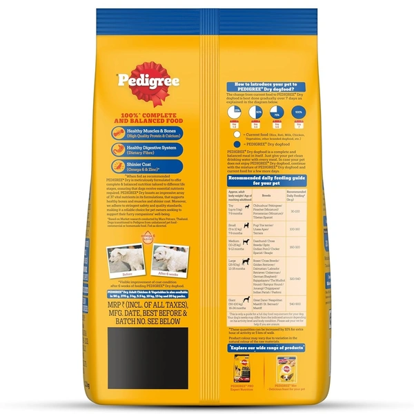 Pedigree Adult Dry Dog Food, Chicken & Vegetables, 3 kg