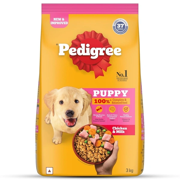  Pedigree Puppy Dry Dog Food, Chicken & Milk, 3 kg