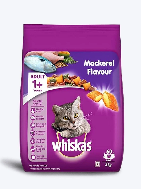 Whiskas Mackerel Flavour Adult Cat Dry Food 3kg