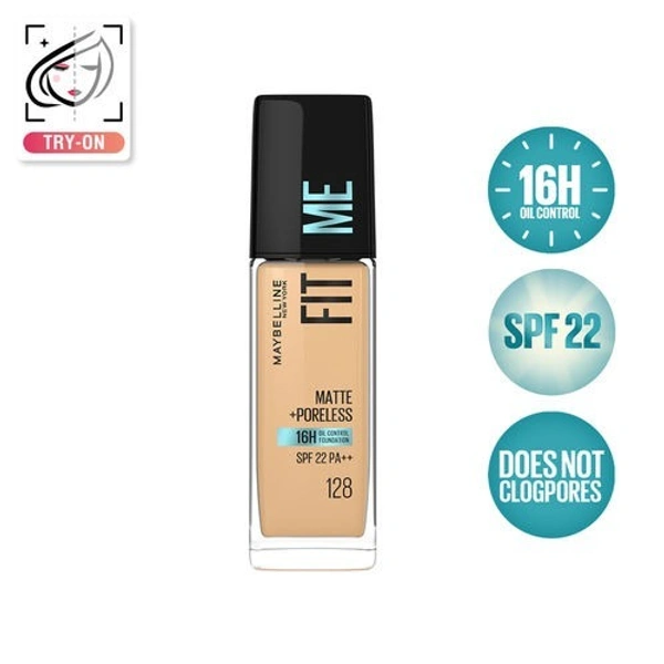 Maybelline New York Fit Me Matte+Poreless 128 Warm Nude(30ml)