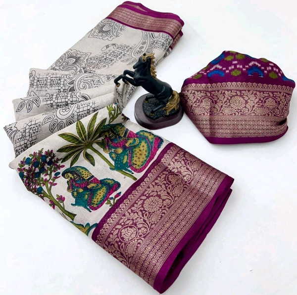 Sloka Mass Mellow Saree - Violet Eggplant, Free Size