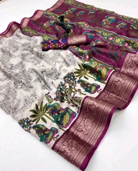 Sloka Mass Mellow Saree - Violet Eggplant, Free Size