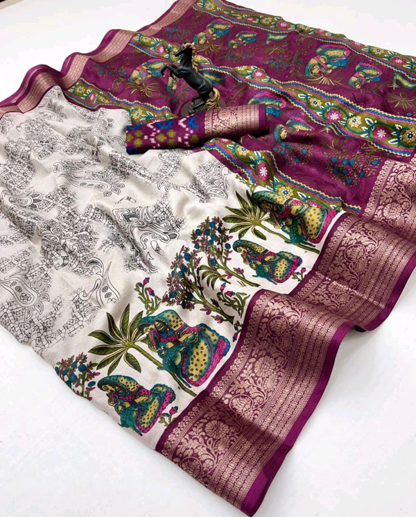 Sloka Mass Mellow Saree - Violet Eggplant, Free Size