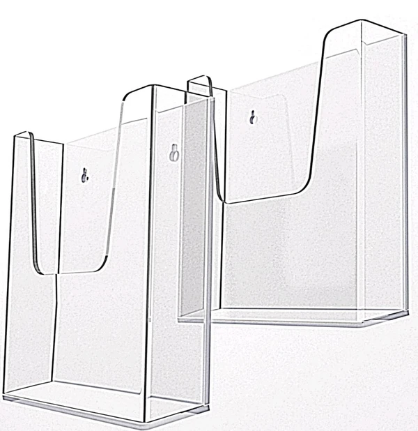  A5 Brochure Holder 6.25 x 7.0 inches Wall Mounted Literature Holders Clear Flyer Holder Acrylic Hanging Wall Brochure Holders, 2 Pack, Clear