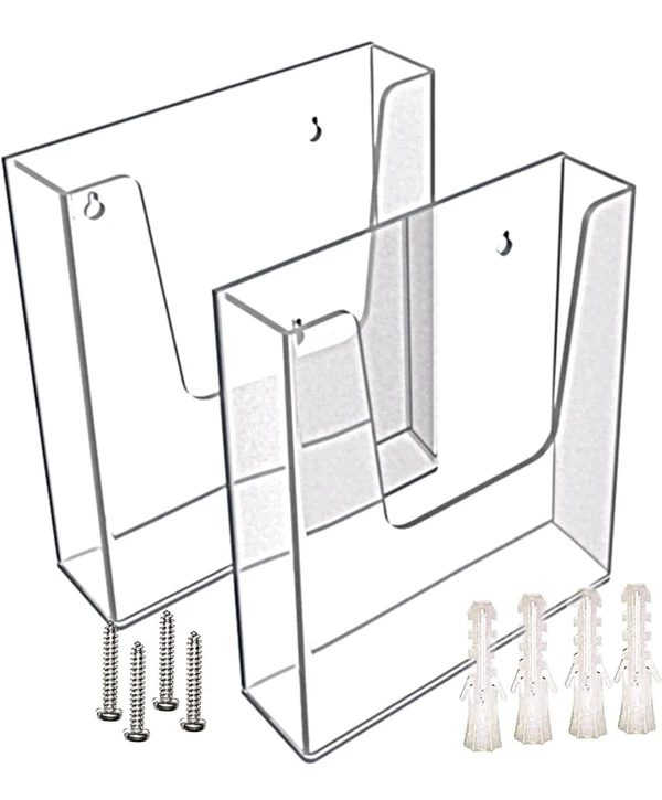  A5 Brochure Holder 6.25 x 7.0 inches Wall Mounted Literature Holders Clear Flyer Holder Acrylic Hanging Wall Brochure Holders, 2 Pack, Clear
