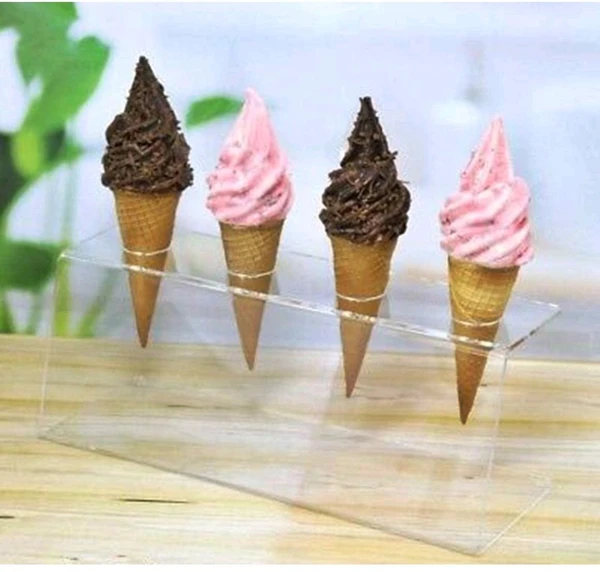  4 Holes Ice Cream Cone Holder Stand - White, 4 Hole