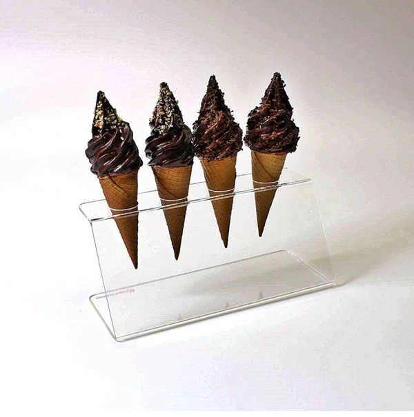  4 Holes Ice Cream Cone Holder Stand - White, 4 Hole