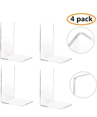  Pack of 4 Bookends,Clear Acrylic Bookends for Shelves,Heavy Duty Book Ends and Desktop Organizer, Book Stopper for Books