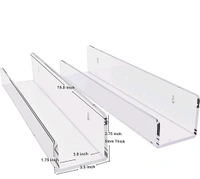 Crystal Clear Transparent Wall Mounted (2 Pack) Clear Acrylic Shelves.