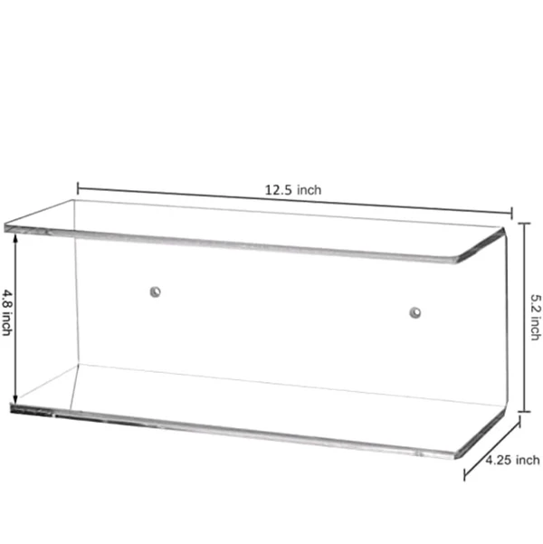 2 Tier Clear Acrylic Wall Mounted Floating Display Shelves, Set of 2