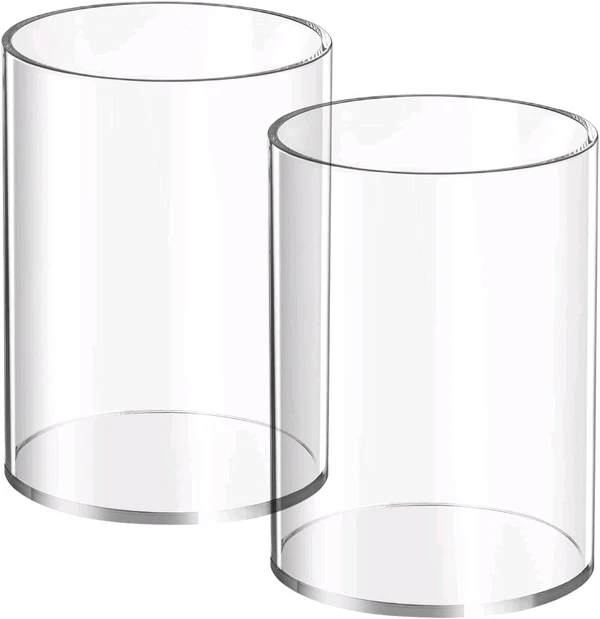 2 Pieces Clear Acrylic Pen Holder Round Acrylic Pencil Cup Clear Makeup Bush Holder Acrylic Desktop Stationery Organizer for Office School Home Desk Accessories (2 Pack, Round)