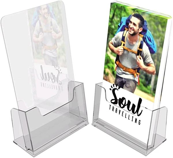  2 Pack Acrylic Brochure Holder for Trifold Pages,Countertop Acrylic Literature Holder Flyer Display Stand Pamphlet,Menu,Journals.