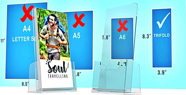  2 Pack Acrylic Brochure Holder for Trifold Pages,Countertop Acrylic Literature Holder Flyer Display Stand Pamphlet,Menu,Journals.