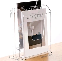  2 Tier Acrylic File Folder Holder, Vertical File Storage, Clear Desktop Organizer. 1 Count.