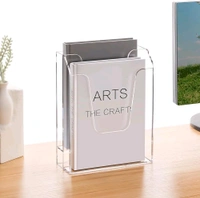  2 Tier Acrylic File Folder Holder, Vertical File Storage, Clear Desktop Organizer. 1 Count.
