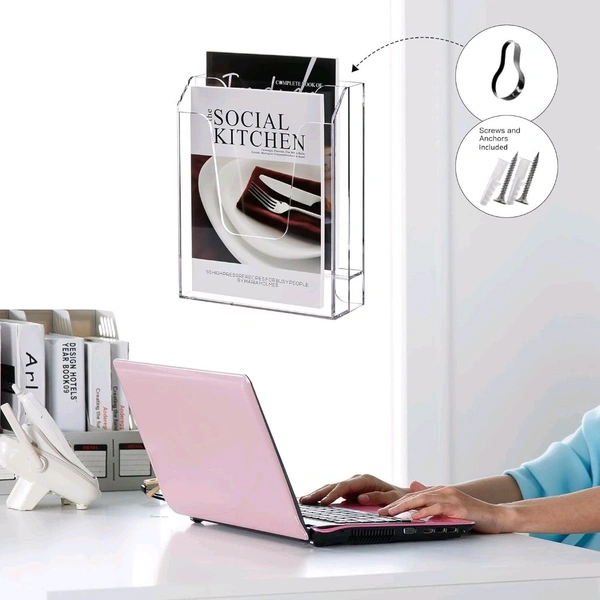  2 Tier Acrylic File Folder Holder, Vertical File Storage, Clear Desktop Organizer. 1 Count.