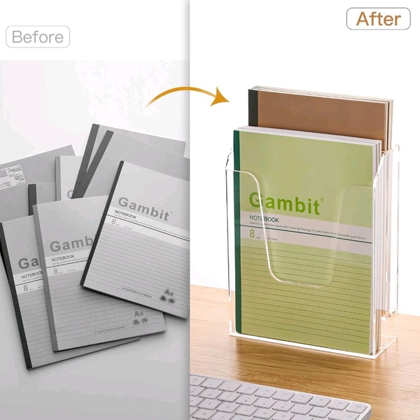  2 Tier Acrylic File Folder Holder, Vertical File Storage, Clear Desktop Organizer. 1 Count.