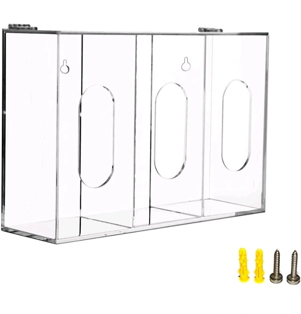 Triple Hygiene Acrylic Dispenser Station with a Lid - 3 Compartments.