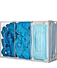 Triple Hygiene Acrylic Dispenser Station with a Lid - 3 Compartments.