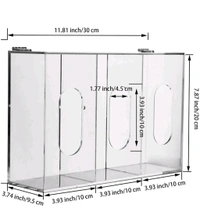 Triple Hygiene Acrylic Dispenser Station with a Lid - 3 Compartments.