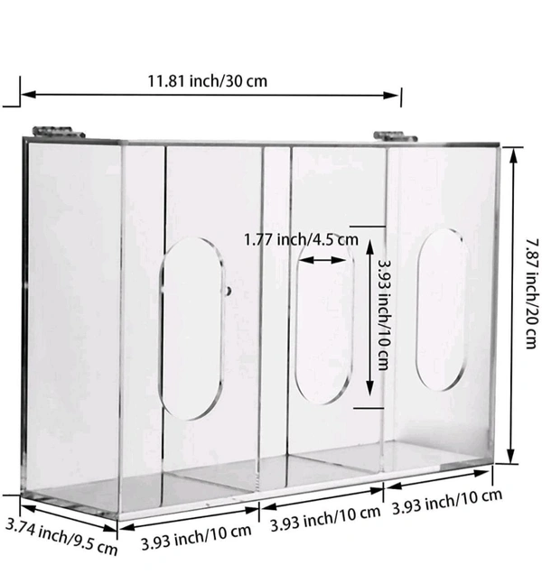 Triple Hygiene Acrylic Dispenser Station with a Lid - 3 Compartments.