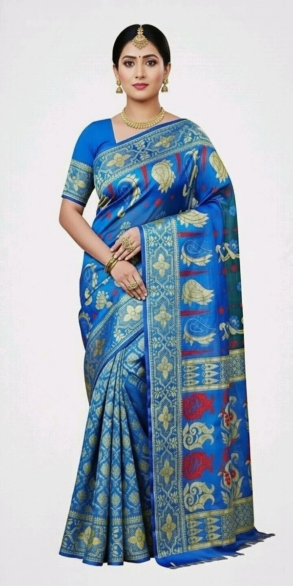 Ekkat Silk Saree in Blue with Blouse Piece – Elegant Saree for Women | Party & Festive Wear