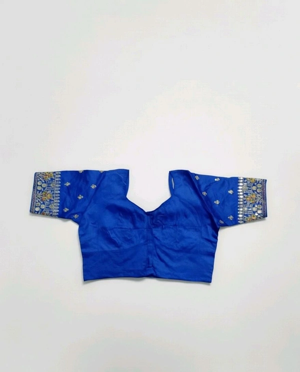 Royal Blue Embroidered Silk Saree Blouse for Women – Designer Festive Blouse