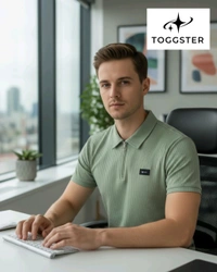 Toggster Men's Half Sleeve Zipper T Shirt - M