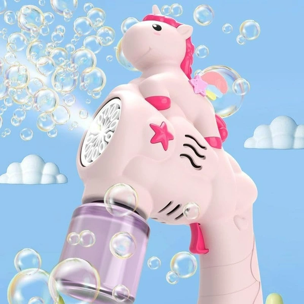 Unicorn Bubble Gun Toys for 3+ Year Old Kids Boys Girls, Automatic Bubble Machine with Bubble Solution, Summer Outdoor Kids Toys for Birthday Gifts for 3 4 5 6 7 8 Year Old