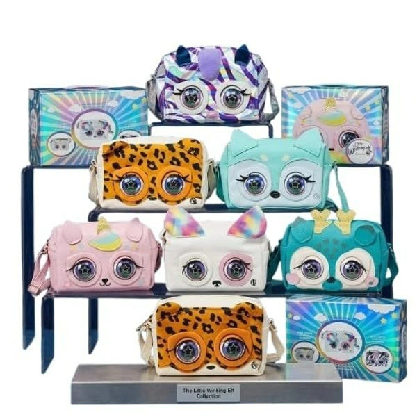 Little Winking Elf Interactive Pet Purse – Animated Eyes & Sounds Crossbody Handbag for Girls - Pink