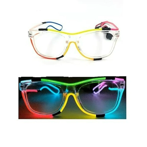 Multicolored Led Party Goggles Eyewear Glasses Wireless Battery Operated Neon Tube Led Eyewear Glasses For Adults Birthday EDM Disco Night Events 1pc