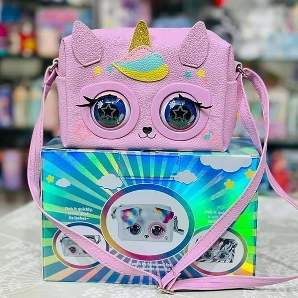 Little Winking Elf Interactive Pet Purse – Animated Eyes & Sounds Crossbody Handbag for Girls - Pink