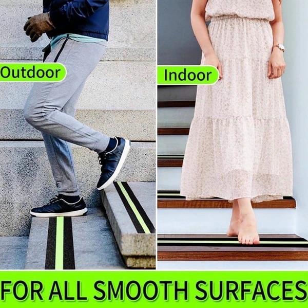 5Meter Anti Slip Tape with Glow in Dark Stripe for Stairs Waterproof Non Slip Strips for Stair Treads Black & Green Non-Slip Traction Tapes