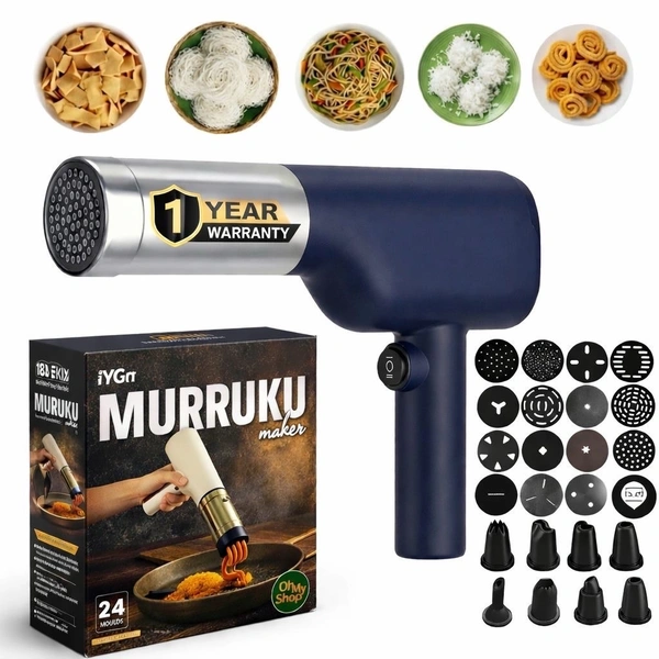 Electric 24 Mould Stainless Steel Idiyappam,Noolappam,Muruke,Pakkavada,Noodles,Pasta Maker Machine |50 Times for Full Charge| 1500Mah Type-C Cordless |Wireless Automatic Portable (24 Mould Random Colour)