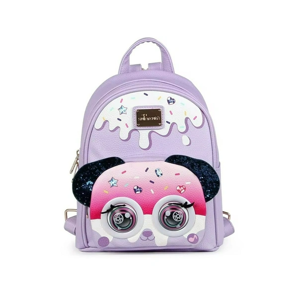 Superctue 3D Blinking Unicorn Backpack School Bag Set for Kids Back to School Gift Made of PU Material - Lavender