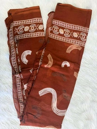 Burnt Orange Abstract Print Kurta Set - XL