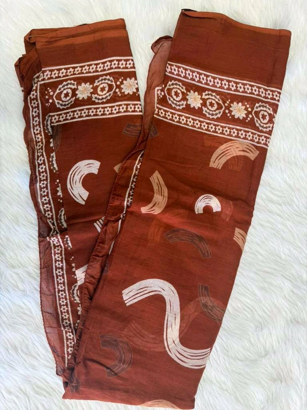 Burnt Orange Abstract Print Kurta Set - XL