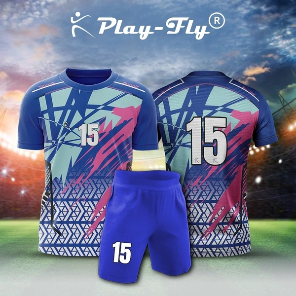 Royal blue printed jersey set with pant (pack of 15)