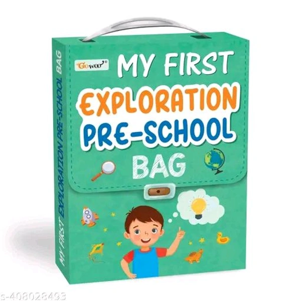 My first Exploration Preschool Bag: Educational Learning books, Picture Book Collections for Eary Learning, Books for Kids Age 3-12, Shapes, First Words, Alphabet and more | Set of 8 learning book
